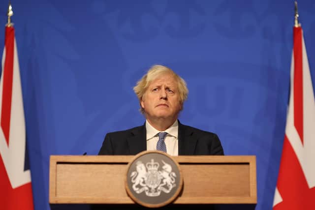 Boris Johnson at the briefing on Wednesday night