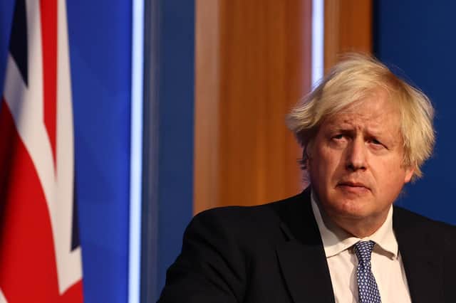 Boris Johnson at this week's Downing Street press conference.
