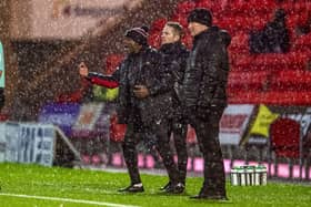 Doncaster Rovers' Frank Sinclair and Gary McSheffrey on the sidelines.  Picture: Tony Johnson