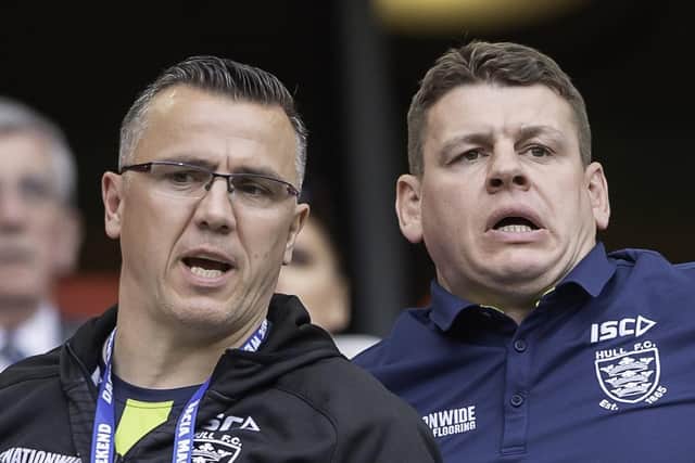 Castleford Tigers head coach Lee Radford, right, has been reunited at The Jungle with his former assistant at Hull FC, Andy Last, pictured left. Picture: Allan McKenzie/SWpix.com.