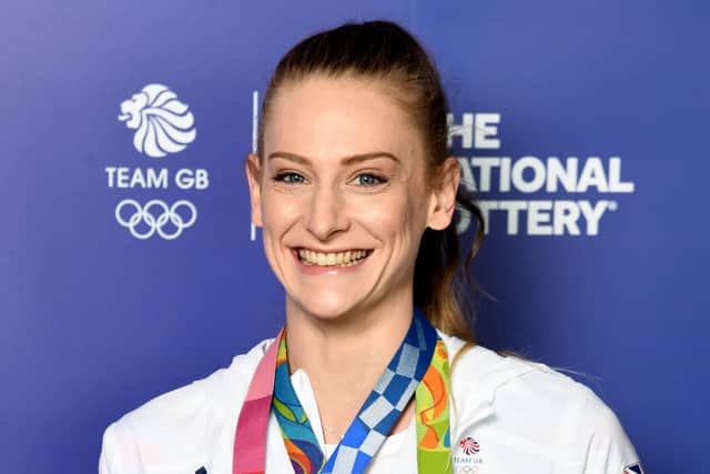 Silver and bronze: Bryony Page attends The National Lottery's Team GB homecoming event at Hilton London Wembley on August 15, 2021 in London, England. (Picture: Gareth Cattermole/Getty Images for The National Lottery)