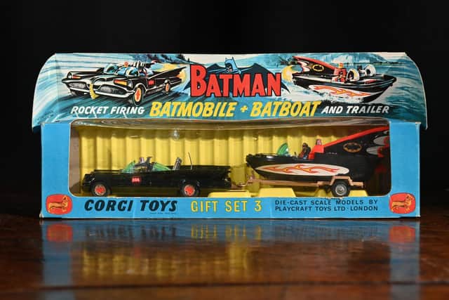 Corgi Gift Set 3 Batmobile, Batboat And Trailer, (£400-600) part of the upcoming Toys & Models, Sporting & Fishing auction at Tennants on the 15th December. Picture Bruce Rollison