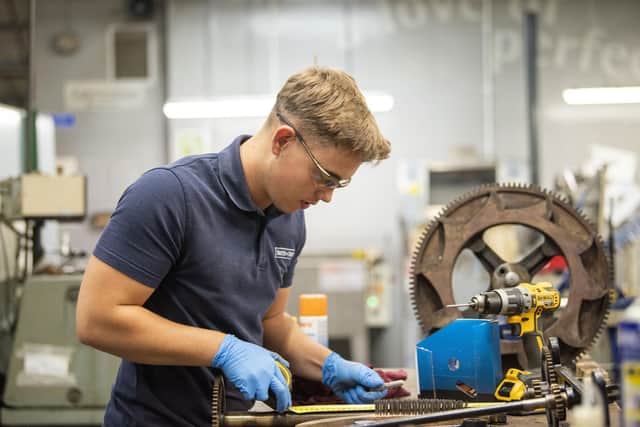 An apprentice at Smith of Derby working on the Terry's clock Writer: Image: Tracey Whitefoot.
