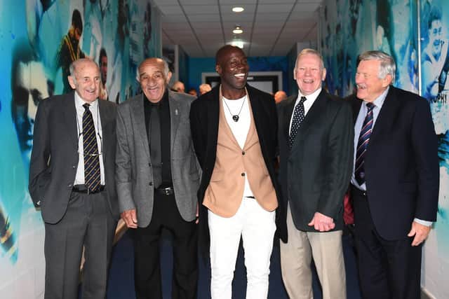 Living legends: Former players who attended the Headingley Heritage launch included from the left: Lewis Jones, Billy Boston, Martin Offiah, Malcolm Reilly and Neil Fox. Picture by Simon Wilkinson/SWpix.com