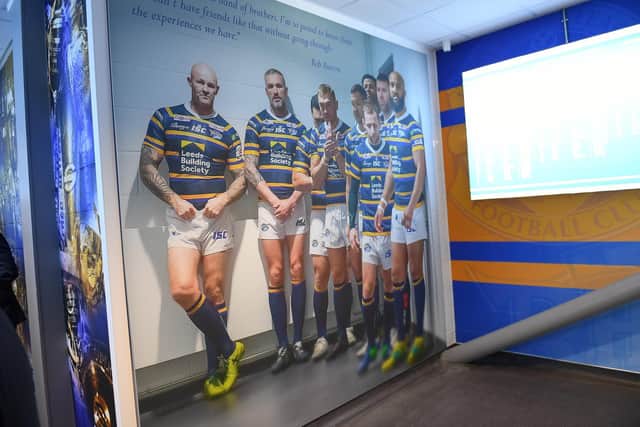 Leeds legends: Members of the Rhinos' multiple Grand Final-winning golden generation are commemorated on the tunnel wall. Picture by Simon Wilkinson/SWpix.com