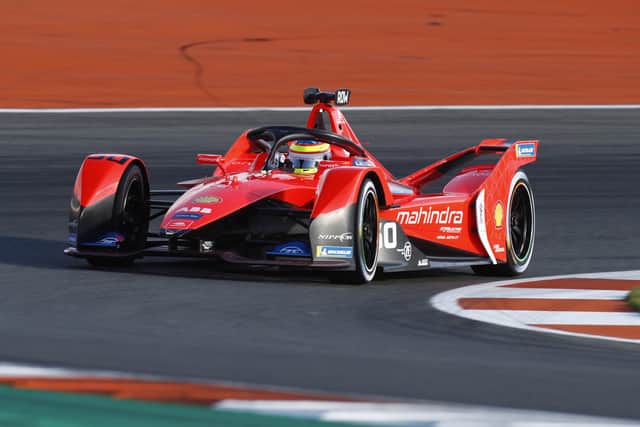 ON TRACK: Oliver Rowland in action in his Mahindra Racing car at the recent Valencia pre-season testing session. Picture: Carl Bingham/LAT Images/Formula E).