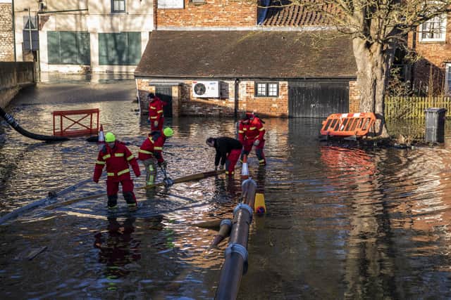 The scene in Malton wqhen the River Derwent flooded earlier this year.