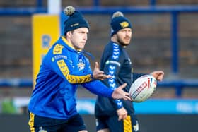 Leeds Rhinos’s Tom Briscoe takes part in winter training at Headingley, and knows he has a battle to earn a starting spot in Super League next season. Picture: Allan McKenzie/SWpix.com