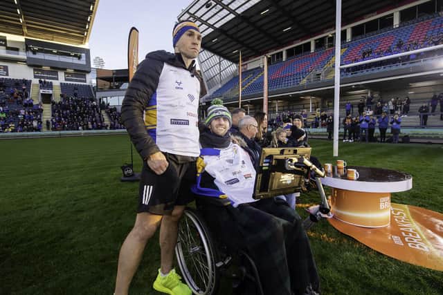 PLAYER WELFARE: Kevin Sinfield, with former team-mate and friend Rob Burrow, has joined RL Cares’ board of trustees, a body that is responsible for delivering welfare support to current and recently-retired rugby league players. Picture: Allan McKenzie/SWpix.com.
