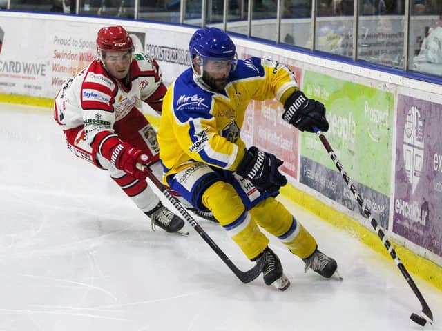 MISSING OUT: Leeds Knights captain Sam Zajac - right
 - in action against Swindon during pre-season. 
Picture courtesy of Kat Medcroft/Swindon Wildcats