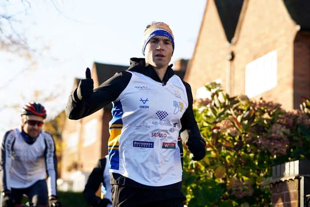Kevin Sinfield pictured during his Extra Mile Challenge last month: Picture: Zac Goodwin/PA Wire.