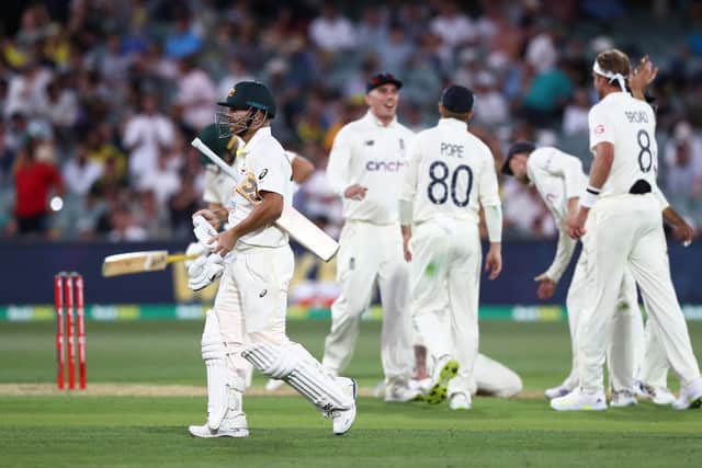 Australia's David Warner walks off after being dismissed by England's Ben Stokes during day one of the second Ashes test at the Adelaide Oval, Adelaide. (Picture: Jason O'Brien/PA Wire)