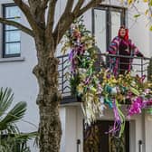 A taste of what’s to come inside is the garland that adorns the first-floor balcony at the front of the house. It’s a bling-tastic work of art made for Siobhan by her neighbour, Melanie, who runs the florist shop, Leafy Couture, next door.