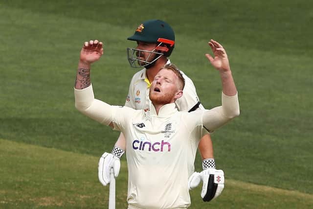 England's Ben Stokes reacts during day two of the second Ashes test at the Adelaide Oval, Adelaide. (Picture: Jason O'Brien/PA Wire)