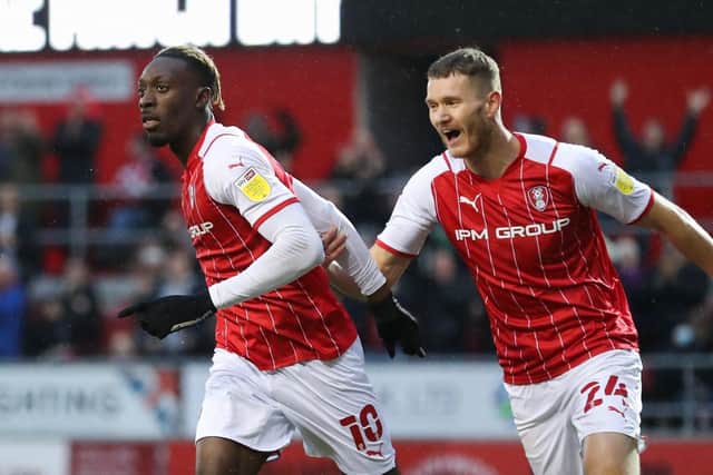 Rotherham United's Freddie Ladapo (left) has bided his time behind Michael Smith, right (Picture: PA)