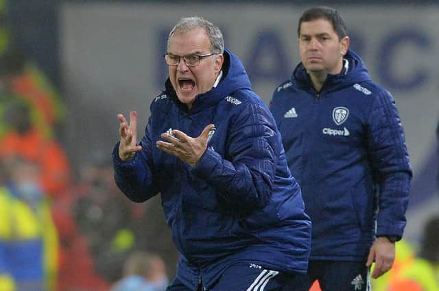 TOUGH TIMES: Marcelo Bielsa shows his emotions on the sidelines against Arsenal on Saturday. Picture: Bruce Rollinson.