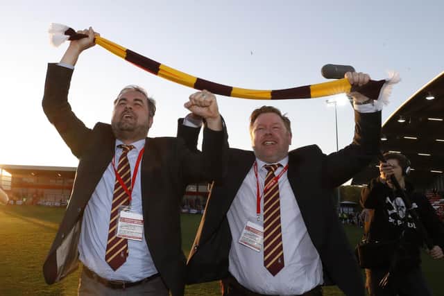 DECISION: Stefan Rupp (right) with former Bradford City chairman Edin Rahic. Picture: PA Wire.