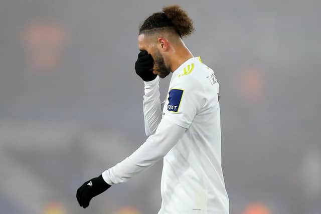 HEAVY DEFEAT: Leeds United's Tyler Roberts is captured displaying his frustration during the Whites' defeat against Arsenal. Picture: Getty Images.