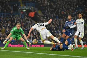 PENALTY: Ben White brings down Leeds United's Joe Gelhardt