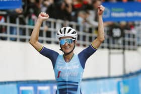 MAGIC MOMENT: Lizzie Deignan wins  Paris Roubaix Women's Race 2021. Picture: CorVos/SWpix.com