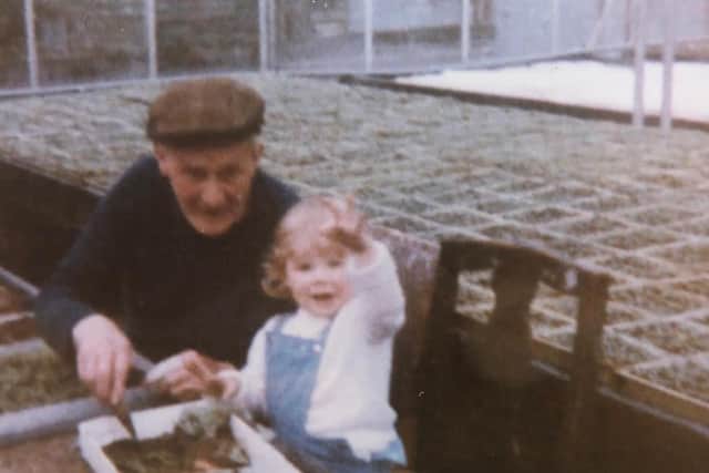 Michelle Robertson and granddad Laurie O'Brien at the nursery in Hull  Credit: O'Brien family