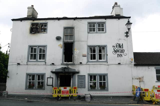 The Old Swan at Gargrave was destroyed in the fire