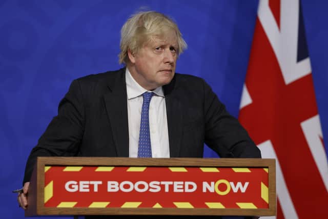 Prime Minister Boris Johnson during a media briefing in Downing Street, London, on Covid on Wednesday last week.