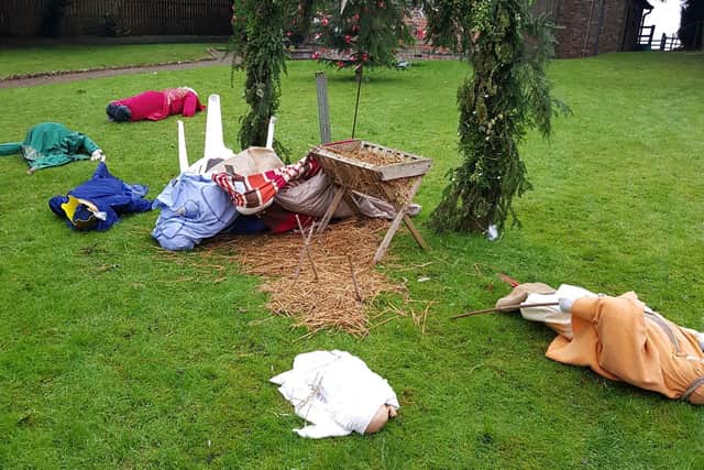A nativity scene at a church in a Yorkshire village has been vandalised