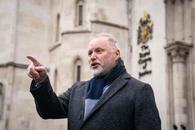 Former police officer Harry Miller speaks to the media outside the Royal Courts of Justice, London, after succeeding in a challenge to police guidance over "hate incidents" after the former officer claimed it unlawfully interferes with the right to freedom of expression. Mr Miller, who describes himself as "gender critical", was visited at work by an officer from Humberside Police in January 2019 over allegedly "transphobic" tweets.