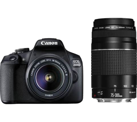A DSLR like the £400 Canon 2000D uses interchangeable lenses