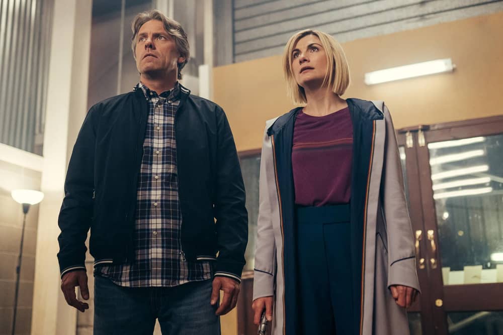 John Bishop as Dan, Jodie Whittaker as The Doctor. (Pic: PA Photo/BBC Studios/James Pardon)