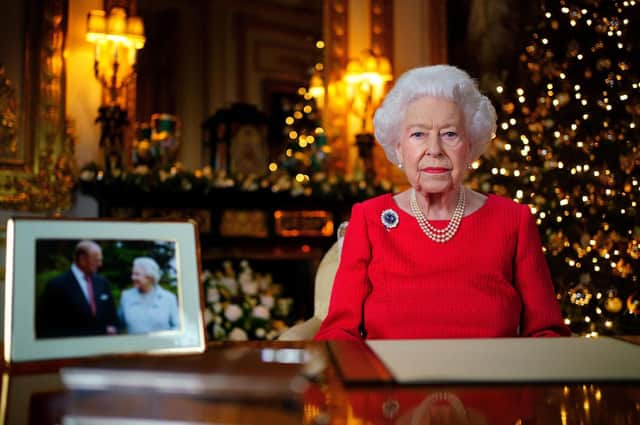 A beautiful photograph of The Queen and Prince Philip was positioned prominently during the address