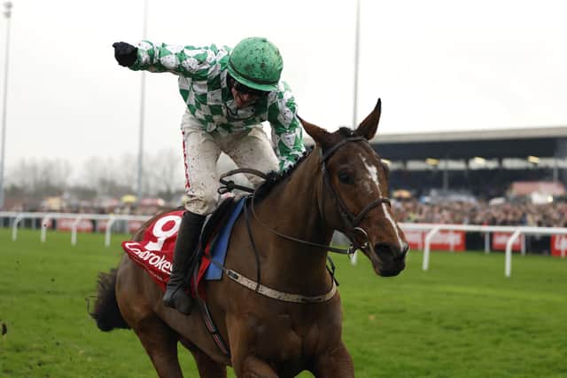 Tornado Flyer ridden by Danny Mullins on the way to winning the Ladbrokes King George VI Chase.