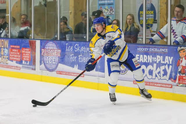 Leeds Knights' Lewis Baldwin took his goals tally for the season to four in the 7-4 win over Sheffield Steeldogs. Picture: Andy Bourke/Podium Prints