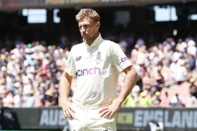 England's Joe Root looks dejected after defeat during day three of the third Ashes test at the Melbourne Cricket Ground (Picture: Jason O'Brien/PA Wire)