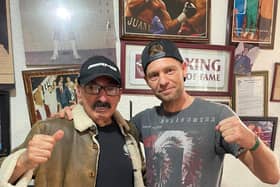 GAINING EXPERIENCE: Jimmy First, right, with Boxing Hall of Fame trainer Ignacio Beristáin in Mexico.