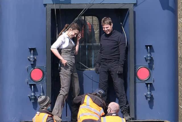 Tom Cruise filming the latest Mission Impossible film in Levisham, North Yorkshire, in April