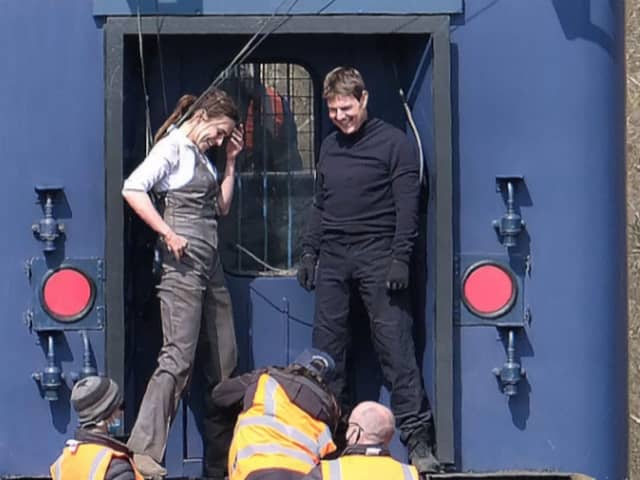 Tom Cruise filming the latest Mission Impossible film in Levisham, North Yorkshire, in April