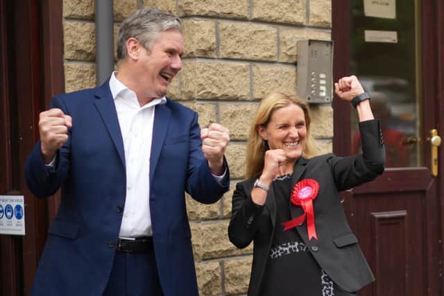 Kim Leadbeater celebrates her win in the Batley and Spen by election with Sir Keir Starmer - was this a turning point for the Labour leader?