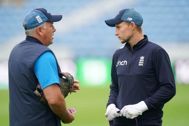 England head coach Chris Silverwood with captain Joe Root last summer at Headingley before the Ashes debacle.
