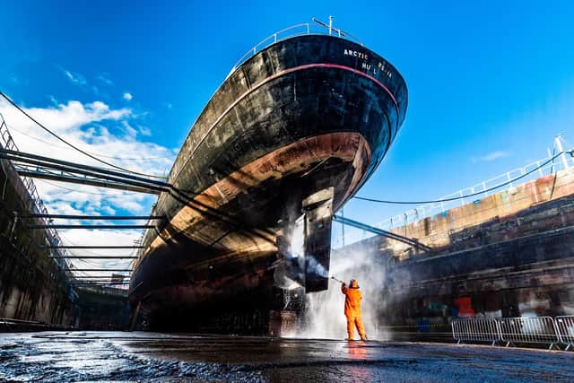The Arctic Corsair's restoration begins in dry dock in Hull