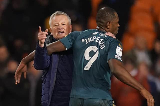 Middlesbrough manager Chris Wilder (left) celebrates with Uche Ikpeazu after winning at Blackpool on Wednesday (Picture: PA)