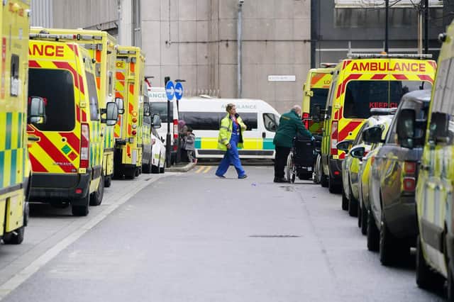Ambulances parked outside the Royal London Hospital. (PA)