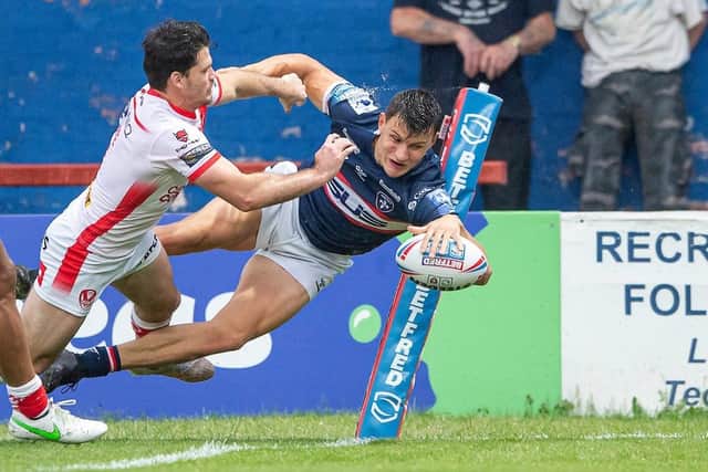OUT TO IMPRESS: Innes Senior has returned from a two-year loan spell at Wakefield and is looking to cement a place on the wing at Huddersfield Giants. Picture: Allan McKenzie/SWpix.com.