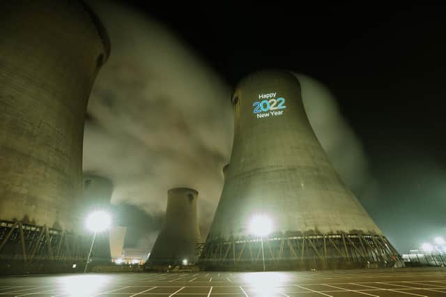 Drax Power Station will light up its cooling towers for New Year.