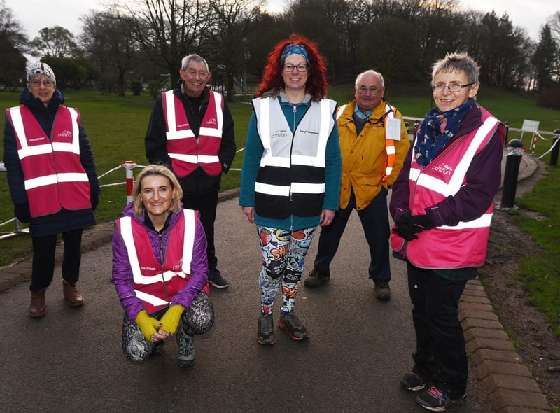 Some of the volunteers at parkrun at Haigh Woodland Park, Wigan.