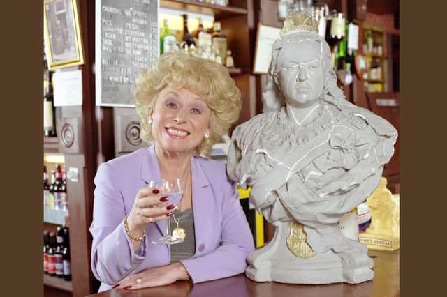 Peggy Mitchell with the Queen Victoria bust from the EastEnders set. One of the items in the 100 Objects collection that the BBC has launched to honour their 100th birthday and tell the story of a "century of broadcasting". PIC: BBC/PA Wire