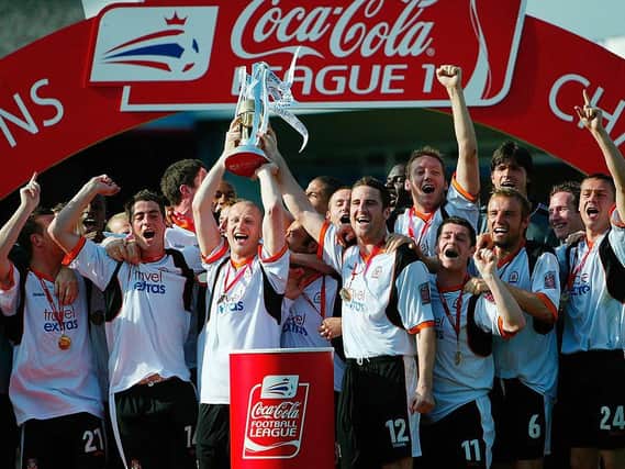 Luton celebrate lifting the League One title back in 2005