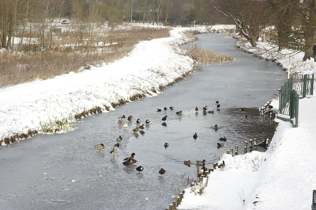 A frozen River Sleaf near Sleaford Leisure Centre.