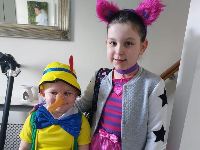 Jack as Pinnociho and Eimear The Cheshire Cat